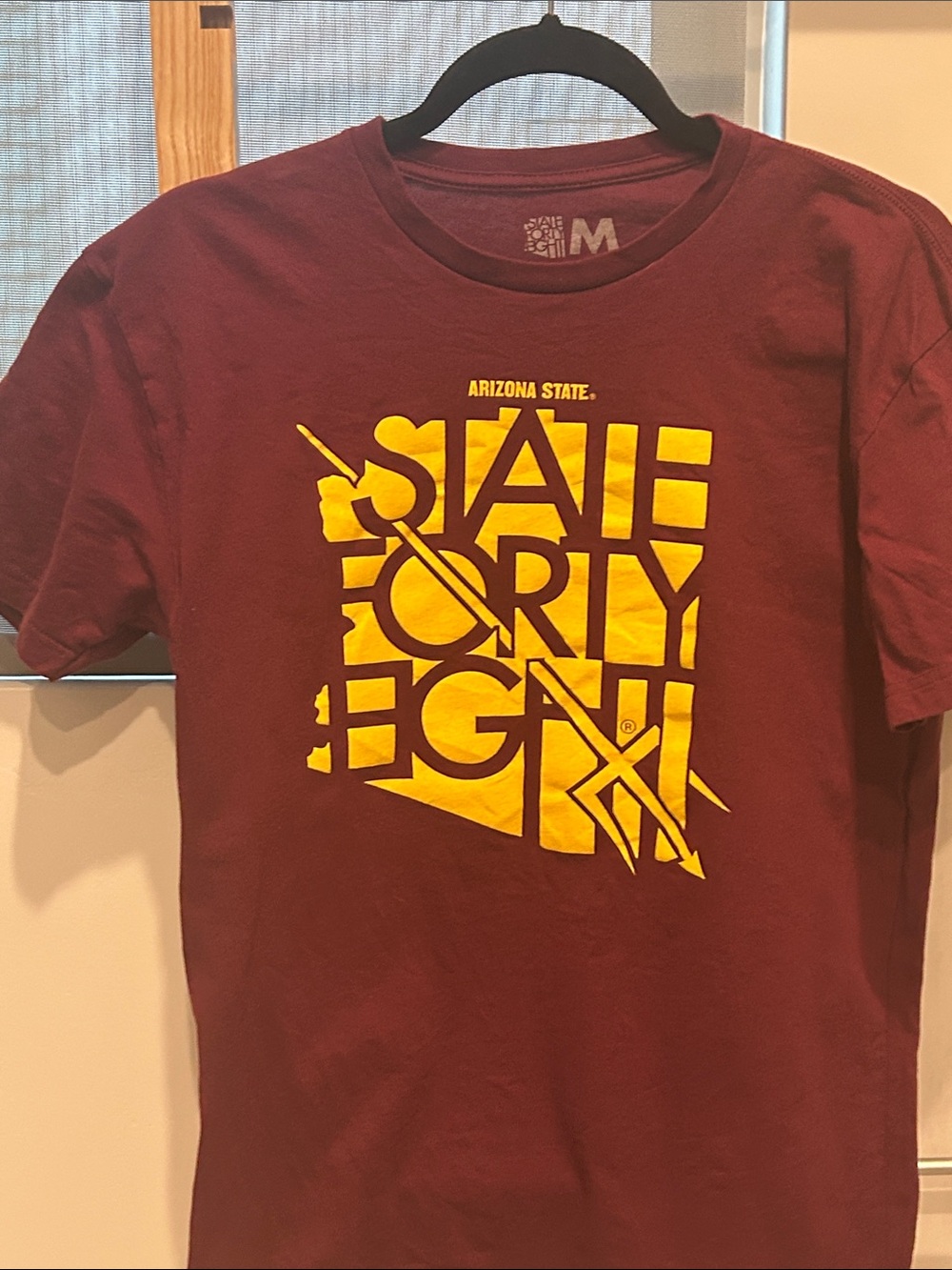 ASUS Maroon Tee with Bold Yellow Arizona State Graphic